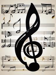 Music clipart - treble clef with notes around it  