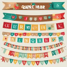 Banner clipart - handmade banner with letters and designs  