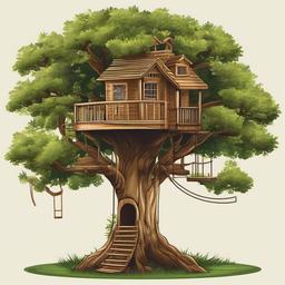 Tree clipart - tree with a treehouse in it  