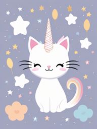 Caticorn Clipart - A magical blend of cats and unicorns, bringing you adorable and fantastical caticorn illustrations.  vector art, clipart, minimal