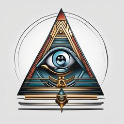 eye of ra pyramid tattoo  simple color tattoo,minimal,white background