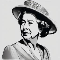 sketch of queen elizabeth  minimal rough sketch scribbles,doodles,black and white