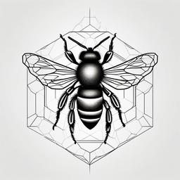 Honey Bee Honeycomb Tattoo - Explore the geometric wonders of honeycombs with a honey bee honeycomb tattoo, symbolizing order, symmetry, and nature's precision.  simple tattoo,minimalist,white background