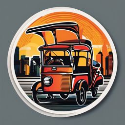 Auto Rickshaw Sticker - Urban transport, ,vector color sticker art,minimal