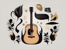 Guitar Clipart - A well-loved acoustic guitar, its strings resonating with the stories of countless ballads.  color clipart, minimalist, vector art, 