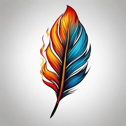 flaming feather tattoo  simple color tattoo,white background