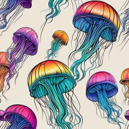 Colorful Jellyfish Tattoo - Infuse your ink with a spectrum of colors.  minimalist color tattoo, vector