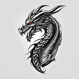 Dragon Armor Tattoo - Tattoo featuring a dragon depicted in armor.  simple color tattoo,minimalist,white background