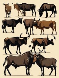 Wildebeest clipart - Large herbivore known for migration, ,vector color clipart,minimal