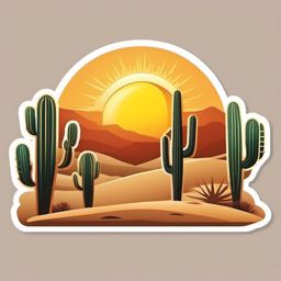 Desert Cactus and Sun Emoji Sticker - Endurance in the arid desert landscape, , sticker vector art, minimalist design