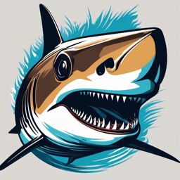 Shark Head - An up-close view emphasizing the powerful jaws and head of a shark.  color vector clipart