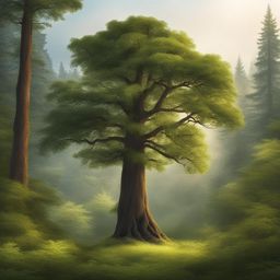 tree clipart in a tranquil forest - standing tall in nature's beauty. 