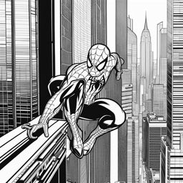 spiderman coloring pages - spider-man climbs skyscrapers in the heart of the city. 