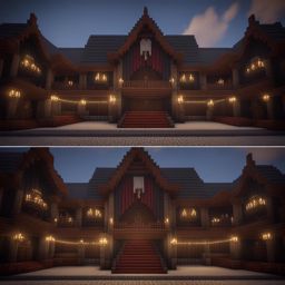 medieval-style theater with grand stage performances - minecraft house design ideas minecraft block style