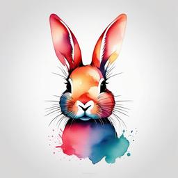 watercolor bunny tattoo  minimalist color tattoo, vector