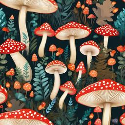 Mushroom clipart - mushrooms in a whimsical forest  