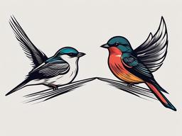 sparrow and swallow tattoos  minimalist color tattoo, vector