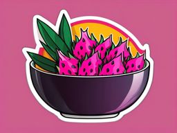 Dragon Fruit Bowl Sticker - Enjoy the exotic and visually stunning dragon fruit bowl, packed with tropical freshness, , sticker vector art, minimalist design