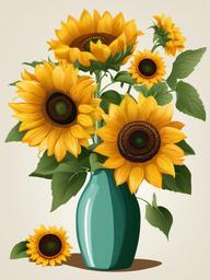 Sunflower clipart - sunflower bouquet in a vase  