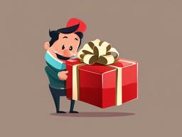 Present clipart - cartoon character holding a big present  