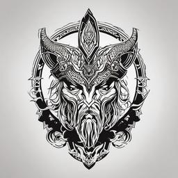 God of War Ragnarok Tattoo - A tattoo inspired by the 'Ragnarok' theme in 'God of War.'  simple color tattoo design,white background