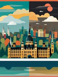 Ottawa clipart - Parliament Hill and Ottawa River, ,color clipart vector style