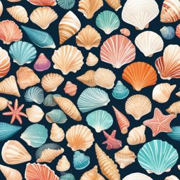 Seashell Collection clipart - Assorted seashells on the beach, ,vector color clipart,minimal