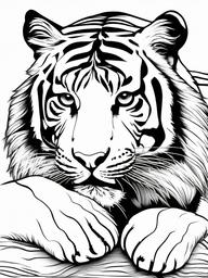 Tiger Coloring Pages - Tiger crouched in a playful stance  simple coloring pages