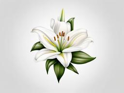 Lily Tattoo - Tattoo featuring the elegant and symbolic lily flower.  simple color tattoo,minimalist,white background