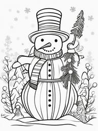 Snowman For Colouring  outling,coloring pages,black and whit