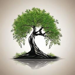 small willow tree tattoo  simple vector color tattoo