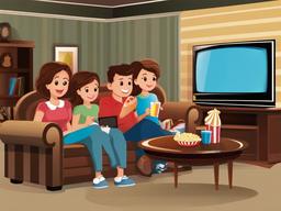 TV clipart - family watching a movie  vector clipart