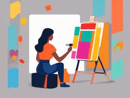 Person clipart - person painting a colorful canvas  color,minimalist,vector clipart