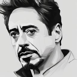 sketch of robert downey jr  minimal rough sketch scribbles,doodles,black and white