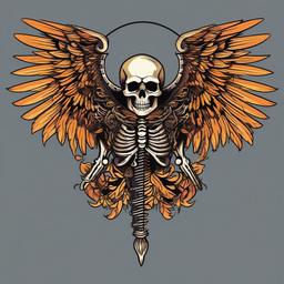 skeleton with wings tattoo  simple vector color tattoo