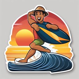 Surfer Dude Emoji Sticker - Riding the virtual wave, , sticker vector art, minimalist design