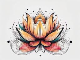 lotus flower butterfly tattoo  simple color tattoo, minimal, white background