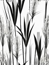 Floral Cattails - Tall plants with cylindrical flower spikes.  outling,coloring pages,black and white