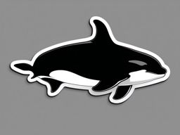 Orca Sticker - A sleek orca swimming in a pod, ,vector color sticker art,minimal