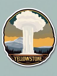 Yellowstone Old Faithful sticker- Famous geyser in Yellowstone National Park, , sticker vector art, minimalist design