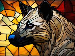 Stained Glass Hyena - Hyena with mischievous grin  