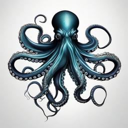 Realism Octopus Tattoo - Showcase the incredible details of an octopus with a realistic and highly detailed tattoo design.  simple vector color tattoo,minimal,white background