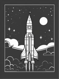 Santa on a Rocket Coloring Pages - Santa Taking Off in a Rocket  minimal black outline printable sheet, coloring page