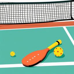 Pickleball clipart - pickleball paddle resting on a court line  color,minimalist,vector clipart