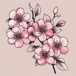 cherry blossom flower tattoo  simple vector color tattoo