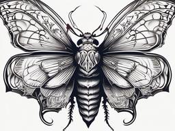 Death Moth Skull Tattoo - Infuse edgy and symbolic elements with a tattoo featuring a Death moth alongside a skull.  simple vector color tattoo, minimal, white background