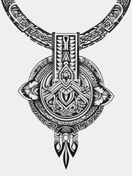 Polynesian Necklace Tattoo - Symbolize unity and connection with a tattoo featuring a Polynesian-inspired necklace design.  simple vector color tattoo,minmal,white background