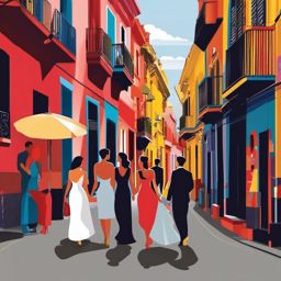 Buenos Aires La Boca Caminito sticker- Colorful street with tango performances in Argentina, , sticker vector art, minimalist design