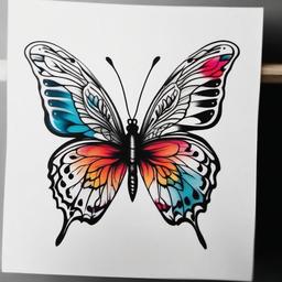 butterfly garden tattoo designs  simple color tattoo, minimal, white background