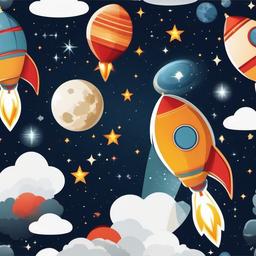 Rocket traveling to distant stars clipart.  vector style illustration, white background